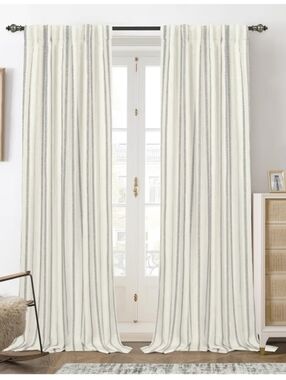 Classic Ivory Stripe Blackout Curtains - Home Accents
